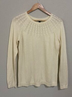 Talbots Lightweight Cream Cable Knit Sweater coastal grandmother Ivy League fall